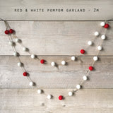 White and Red Pompom Garland