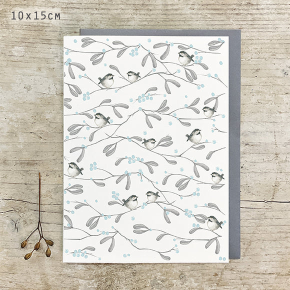 EOI Card Mistletoe & coal tit all over