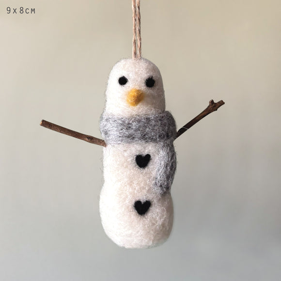 Needle Felted Snowman Decoration