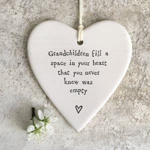"Grandchildren fill a space in your heart..." East of India round heart