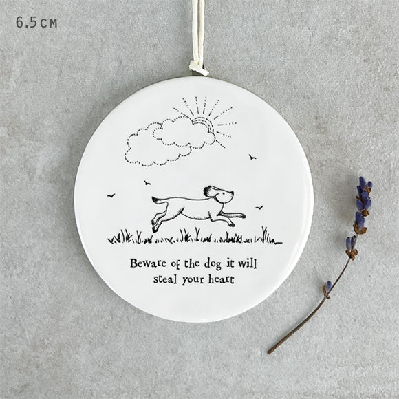 Beware of the dog Round animal hanger