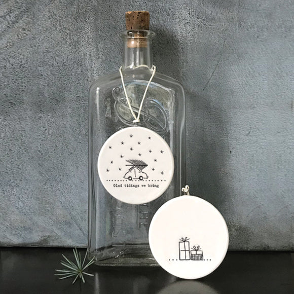 Glad tidings Round Porcelain Hanger by East of India