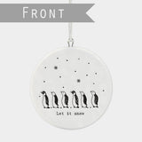 Round Porcelain Penguin Hanger by East of India