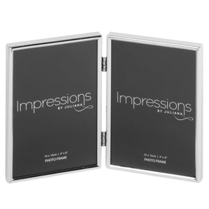 Impressions Silver Plated double Photo frame 4x6" vertical