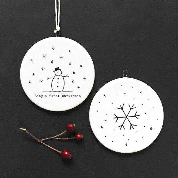 Baby's First Christmas Round Porcelain Hanger by East of India