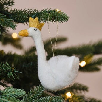 Felt Swan Christmas Tree Decoration.