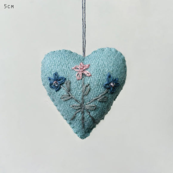 Blue Embroidered Hanging Heart