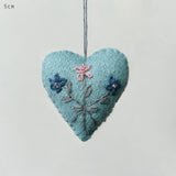 Blue Embroidered Hanging Heart