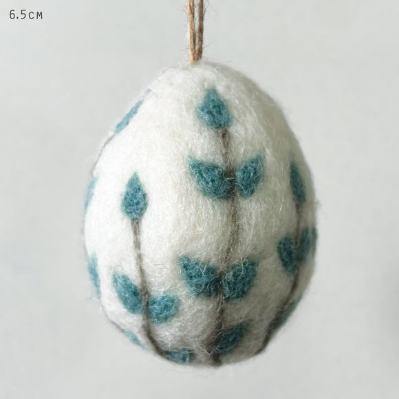 Big Blue Floral Felted Egg Hanger
