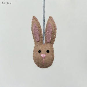 Small Hanging Rabbit Head Beige