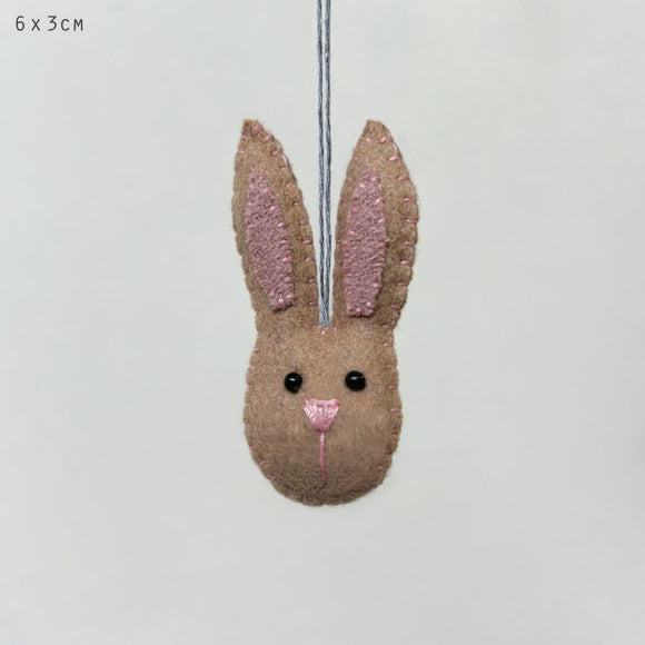 Small Hanging Rabbit Head Beige