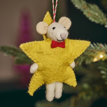 Felt Star Mouse Christmas Tree Decoration