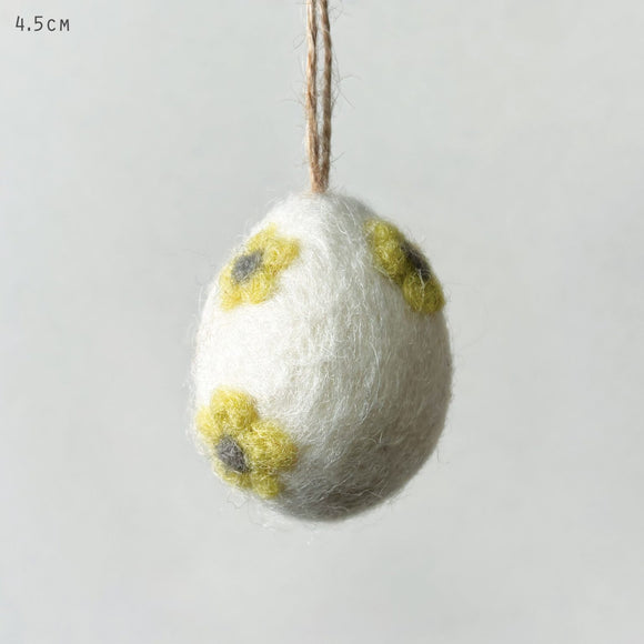 Yellow Felted Daisy Egg Hanger