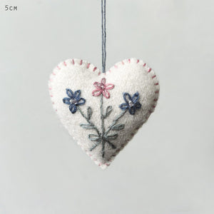 Cream Embroidered Hanging Heart