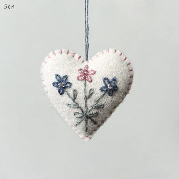 Cream Embroidered Hanging Heart