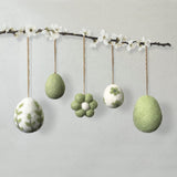 Big Green Floral Felted Egg Hanger