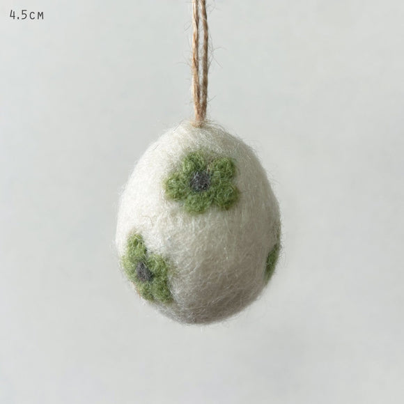 Green Felted Daisy Egg Hanger