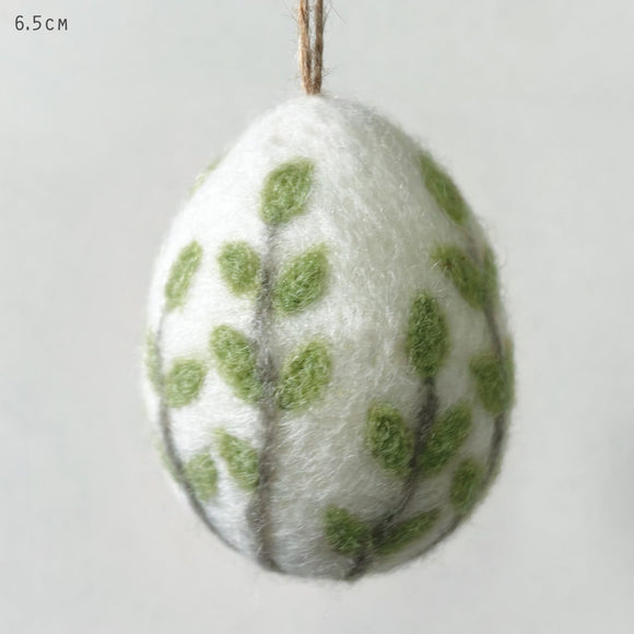 Big Green Floral Felted Egg Hanger
