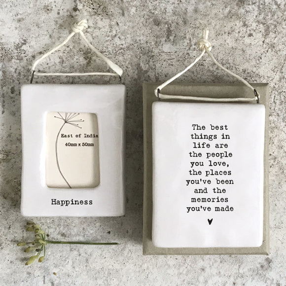Happiness Mini Hanging Porcelain Frame by East Of India