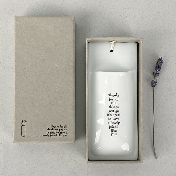 Thanks for all the things ... Wall vase by East of India