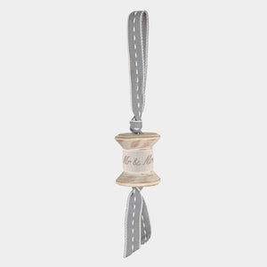 Mr and Mrs wooden cotton reel