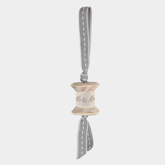 Mr and Mrs wooden cotton reel