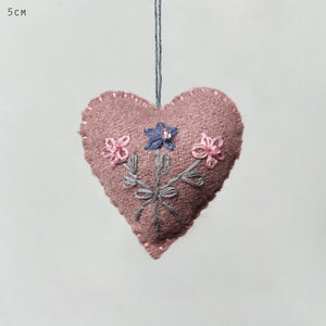 Pink Embroidered Hanging Heart
