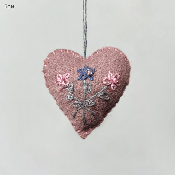 Pink Embroidered Hanging Heart
