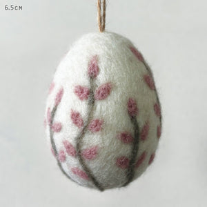 Big Pink Floral Felted Egg Hanger