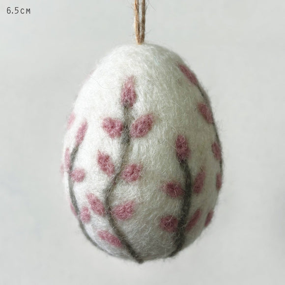 Big Pink Floral Felted Egg Hanger