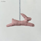 Small Hanging Leaping Rabbit Pink