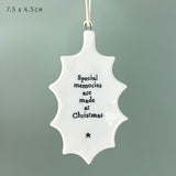 Porcelain Holly hanger Memories at Christmas by East of India