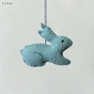 Small Hanging Sitting Rabbit Blue
