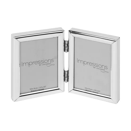 Impressions Silver Plated double Photo frame 2.5x3.5