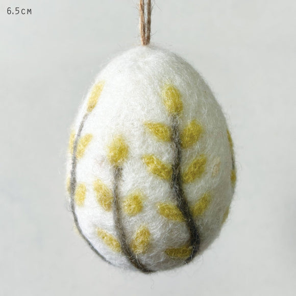 Big Yellow Floral Felted Egg Hanger