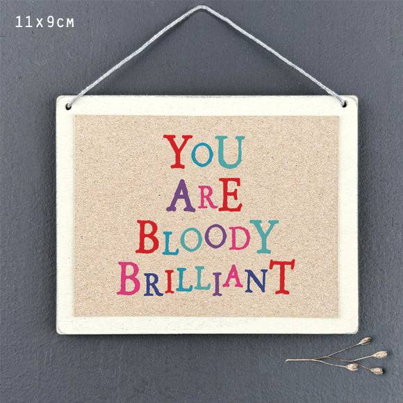 You are bloody brilliant wooden sign by East of India