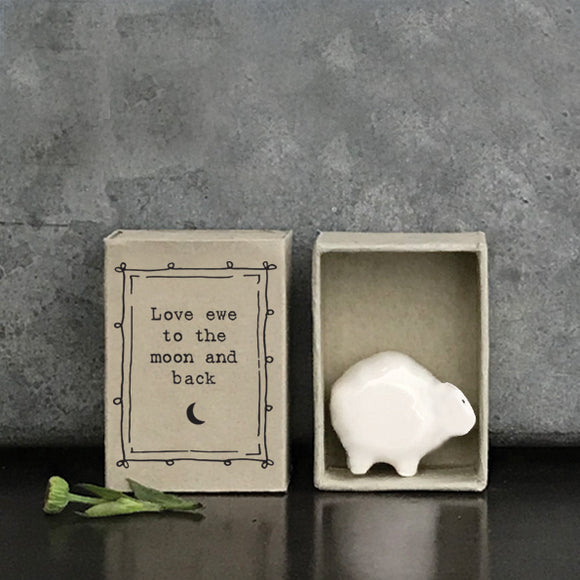 Love you to the moon and back sheep matchbox gift
