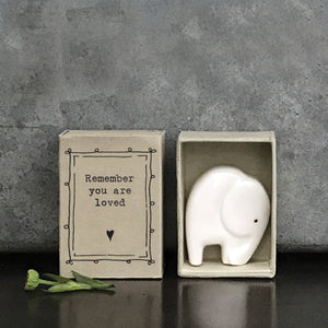 East of India Matchbox Elephant "Remember you are loved"