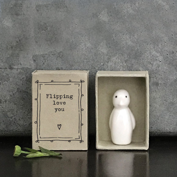 Flipping love you penguin matchbox gift