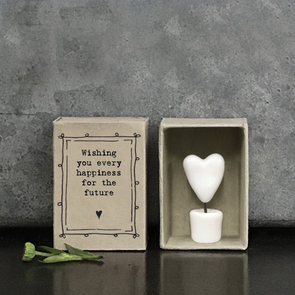 wishing you every happiness for the future Heart in pot matchbox gift