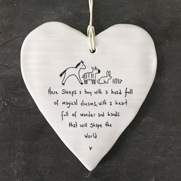 Here sleeps a boy porcelain heart gift