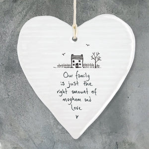 East of India Wobbly heart. "Our family ....mayhem and love..."