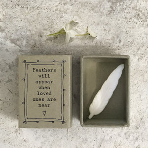 Feathers appear when.... matchbox gift